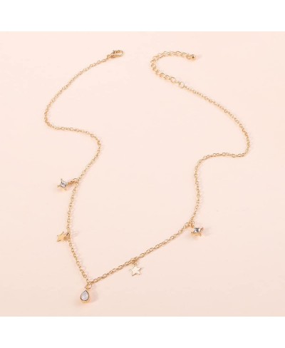 Simple Women Choker Rhinestone Chain Choker Star Pendant Necklace for Women and Girls (Gold) $9.07 Chokers