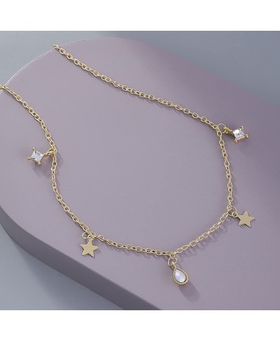 Simple Women Choker Rhinestone Chain Choker Star Pendant Necklace for Women and Girls (Gold) $9.07 Chokers