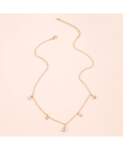 Simple Women Choker Rhinestone Chain Choker Star Pendant Necklace for Women and Girls (Gold) $9.07 Chokers