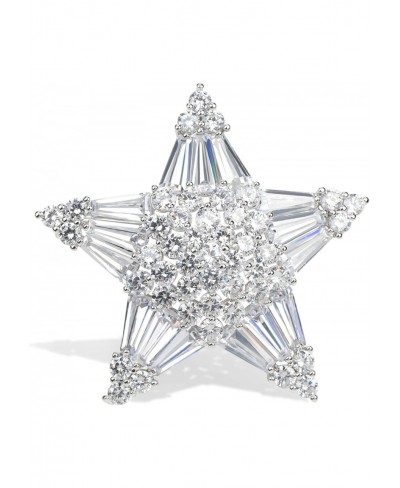 Women's Crystal Cubic Zirconia Winter Snowflake Star Shell Pearl Flower Brooch Pins Christmas Holiday Pendant Jewelry Clear S...