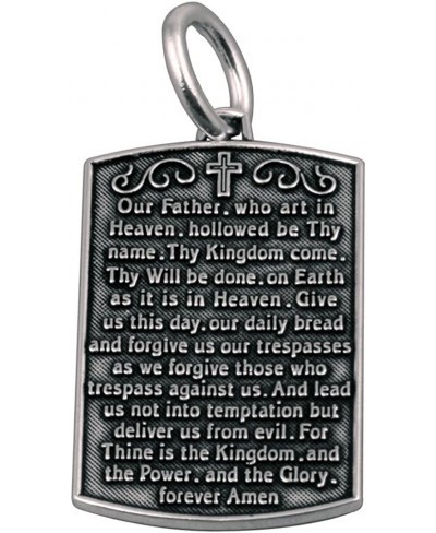 .925 Sterling Silver Oxidized Cross w/ the Lord's Prayer Dog Tag Design Hand Made in the USA $48.38 Pendants & Coins