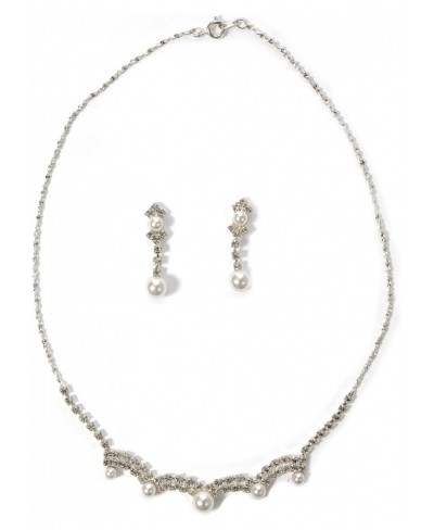 Silver Crystal Pave Teardrop Rhinestone Necklance and Matching Teardrop Dangle Earrings Jewelry Set $10.67 Jewelry Sets