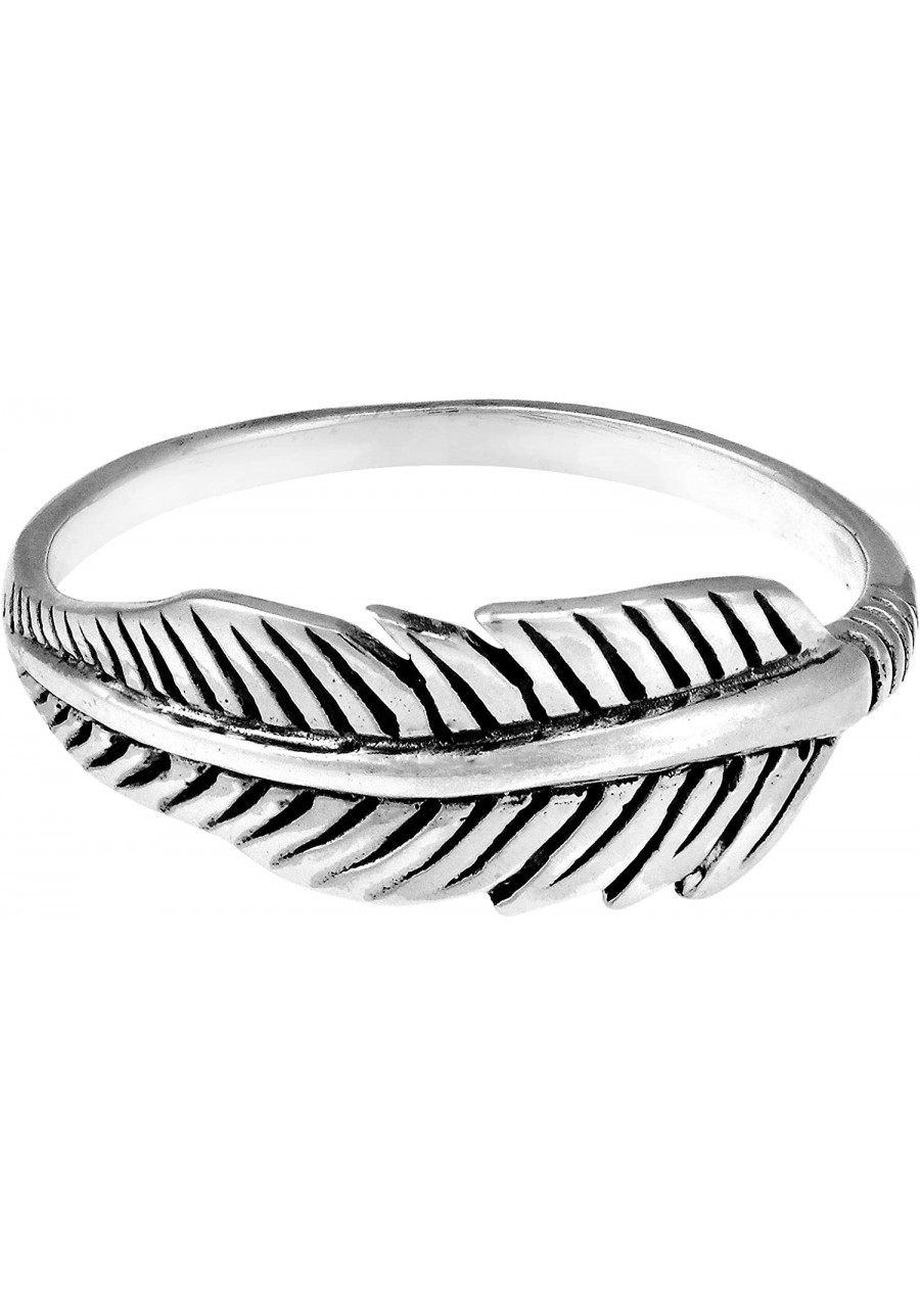 Tribal Feather .925 Sterling Silver Band Ring Feather Ring for Women Sterling Silver 925 Sterling Silver Band Ring Sterling S...