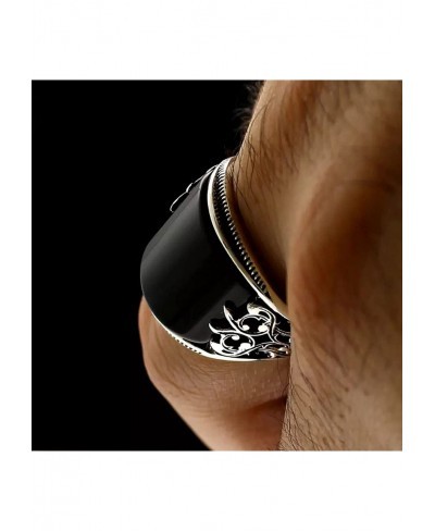 Fashion Rings For Women Finger Ring Baking Varnish Reliefs Unisex Usage Flower Black Broadside Jewelry Ring $4.81 Statement