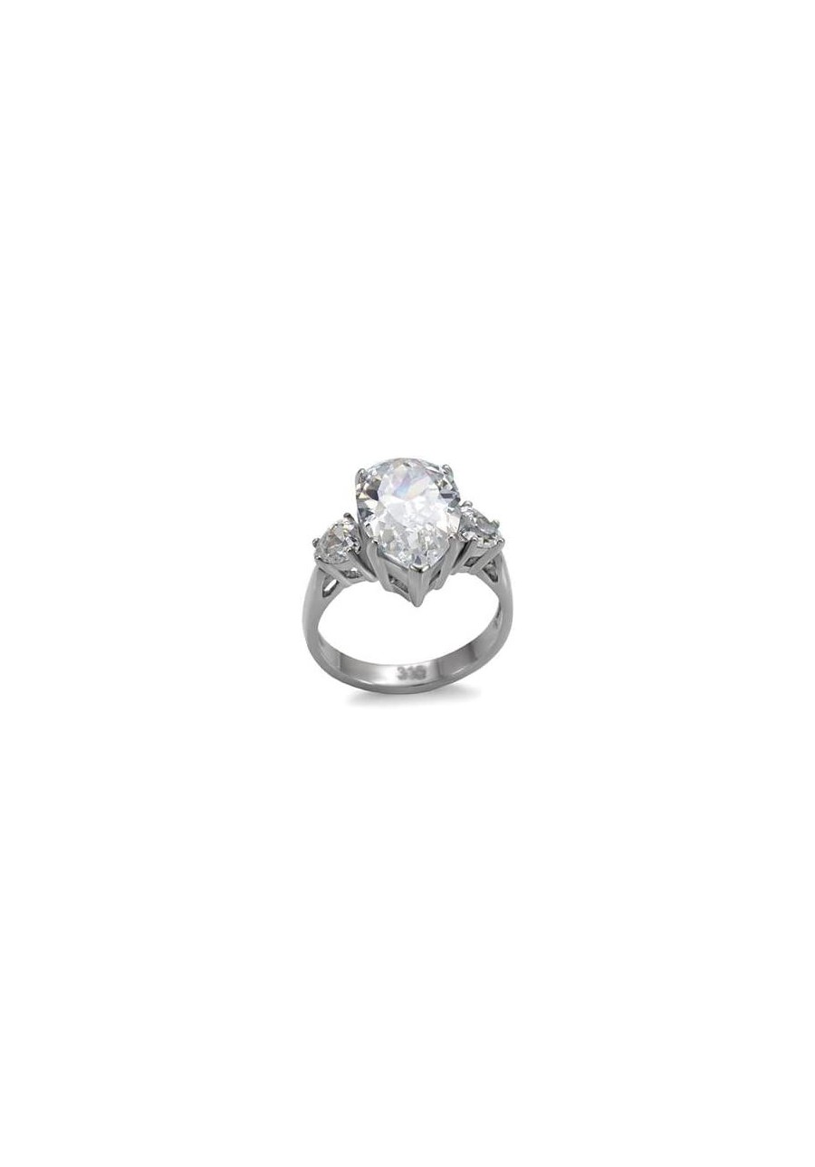 Women's Stainless Steel Clear Princess Cubic Zirconia Engagement Ring $32.34 Engagement Rings