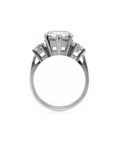 Women's Stainless Steel Clear Princess Cubic Zirconia Engagement Ring $32.34 Engagement Rings