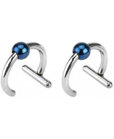 Earrings Rings Fake Illusion Non Piercing T-Bar Captive Bead Ring Titanium Plated 14g Blue $9.26 Faux Body Piercing Jewelry