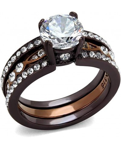 2.75 Ct Round Cut Cz Chocolate Stainless Steel Wedding Ring Set Women's Sz 5-10 $30.80 Bridal Sets