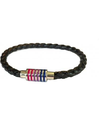 BI Pride Black Braided Leather Bracelet with Magnetic Clasp 7" Inches $16.13 Link