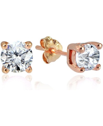 Sterling Silver Cubic Zirconia Solitaire Round Stud Earrings $9.87 Stud