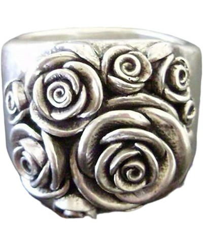 Retro Vintage Silver Plated Rose Flower Signet Style Promise Statement Anniversary Ring $8.03 Statement