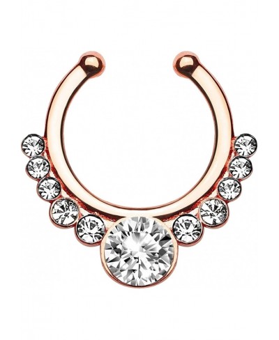 Rose Gold Plated Helios with Gems 5/16" Hoop Non-Piercing Fake Septum Hanger $10.82 Faux Body Piercing Jewelry