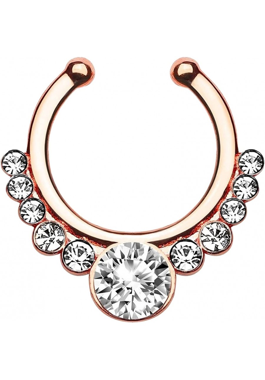 Rose Gold Plated Helios with Gems 5/16" Hoop Non-Piercing Fake Septum Hanger $10.82 Faux Body Piercing Jewelry