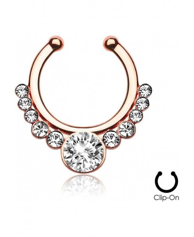 Rose Gold Plated Helios with Gems 5/16" Hoop Non-Piercing Fake Septum Hanger $10.82 Faux Body Piercing Jewelry