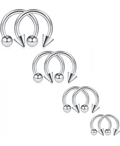 8PCS 12G Surgical Steel Nose Septum Horseshoe Hoop Earring Eyebrow Tragus Lip Piercing Ring Balls & Spikes 10-16mm $8.25 Pier...