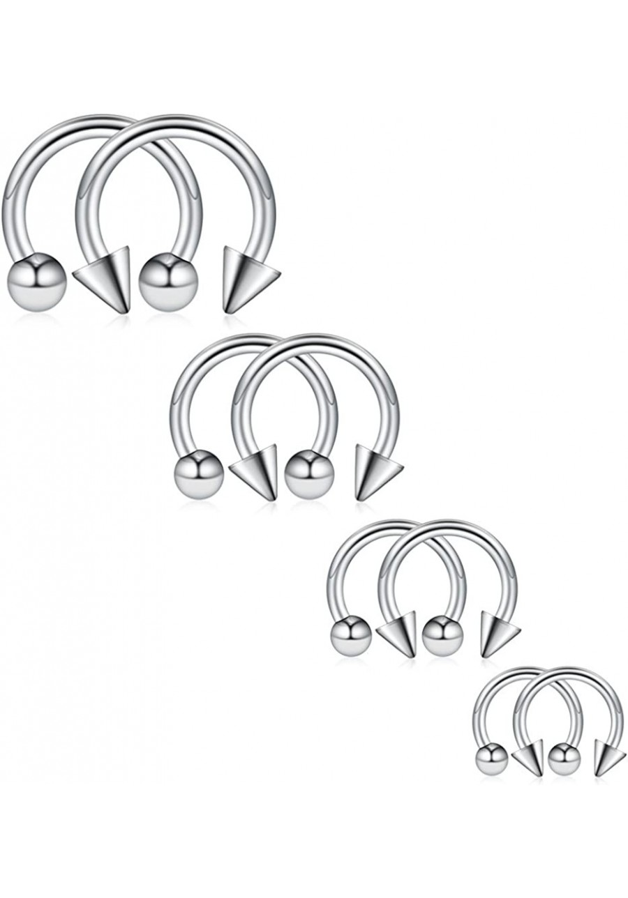 8PCS 12G Surgical Steel Nose Septum Horseshoe Hoop Earring Eyebrow Tragus Lip Piercing Ring Balls & Spikes 10-16mm $8.25 Pier...