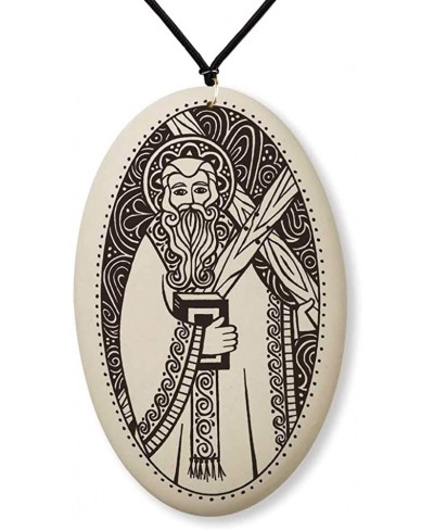 St Andrew Porcelain Oval Medal on Braided Cord Patron Saint of Scotland Russia and Fishermen $21.69 Pendants & Coins