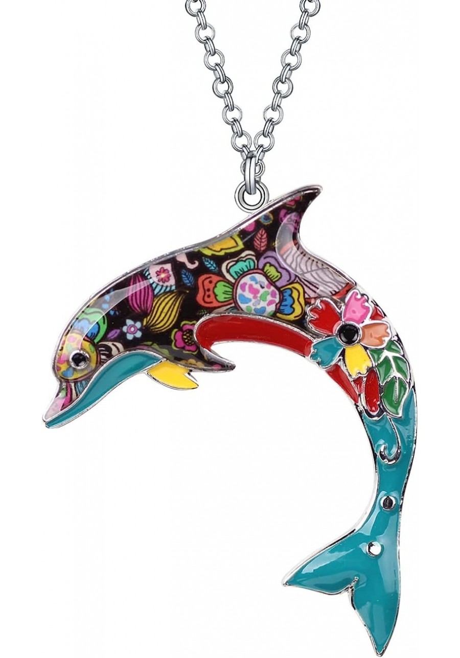 Ocean Collection “BLUE” Statement Enamel Alloy Dolphin Necklace Pendant 18 $8.56 Pendant Necklaces