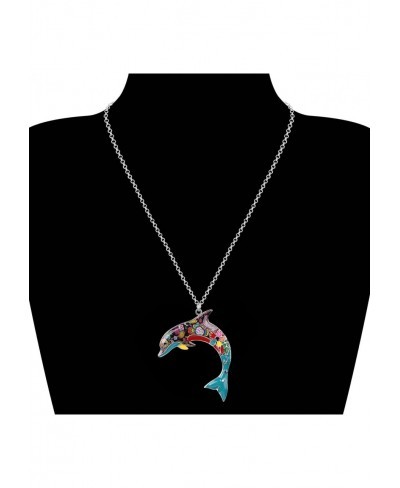 Ocean Collection “BLUE” Statement Enamel Alloy Dolphin Necklace Pendant 18 $8.56 Pendant Necklaces