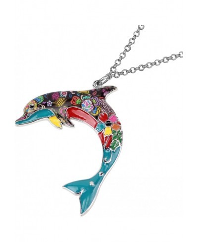 Ocean Collection “BLUE” Statement Enamel Alloy Dolphin Necklace Pendant 18 $8.56 Pendant Necklaces