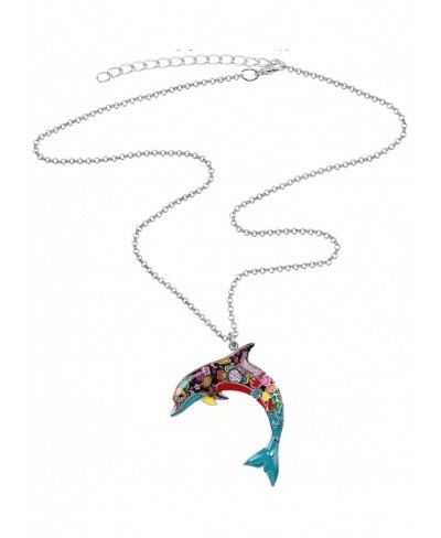 Ocean Collection “BLUE” Statement Enamel Alloy Dolphin Necklace Pendant 18 $8.56 Pendant Necklaces