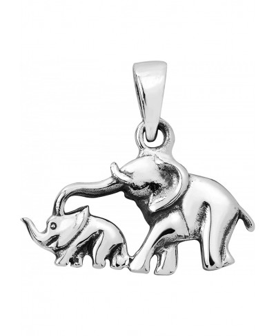 Mother and Elephant Family .925 Sterling Silver Pendant Adorable Sterling Silver Pendant Jewelry Gift DIY Charm Animals Penda...