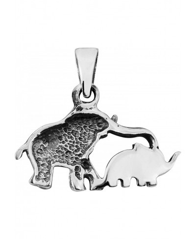 Mother and Elephant Family .925 Sterling Silver Pendant Adorable Sterling Silver Pendant Jewelry Gift DIY Charm Animals Penda...