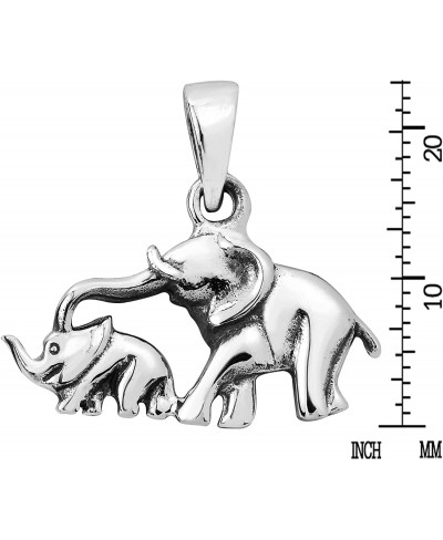 Mother and Elephant Family .925 Sterling Silver Pendant Adorable Sterling Silver Pendant Jewelry Gift DIY Charm Animals Penda...