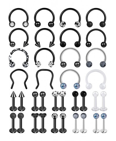 16-40 Pcs Septum Rings 16g Septum Jewelry with Gift Box Septum Rings for Women Septum Piercing Jewelry Horseshoe Nose Hoop Ri...