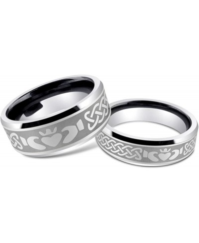 Men & Ladies 8MM/6MM Tungsten Carbide Irish Claddagh Celtic Design Wedding Band Ring Set w/Laser Etched $42.07 Bands