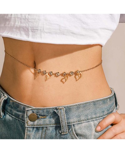 Heart-shaped Waist Chain Charms Trendy Belly Chain Summer Beach Stomach Chain Body Jewelry Accessories for Women and Girls (G...