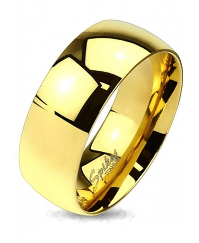 Wide Classic Gold IP Solid Titanium Band Ring $17.44 Bands