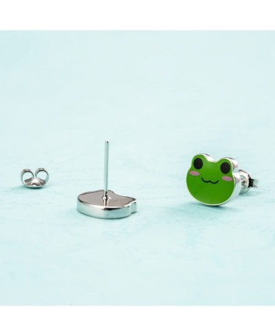 Cute Happy Frog Earrings Studs for Women Girl Boy Froggy Jewelry Accessories Birthday Gift $10.82 Stud