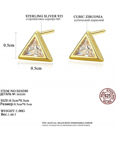 925 Sterling Silver Triangle Stud Earrings Clear AAA Cubic Zirconia Bezel Set Earring for Women Minimalist Jewelry 18K White ...