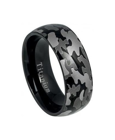 8mm Titanium High Polish Domed Military Army Gray Camouflage Design Wedding Band Ring For Men Or Ladies $25.79 Bands