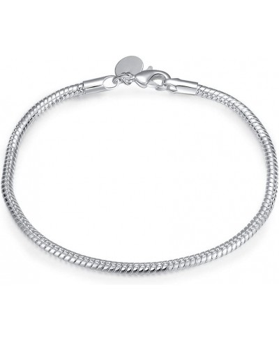 3MM 925 Sterling Silver Snake Chains Bracelet fit European Beads $14.12 Link