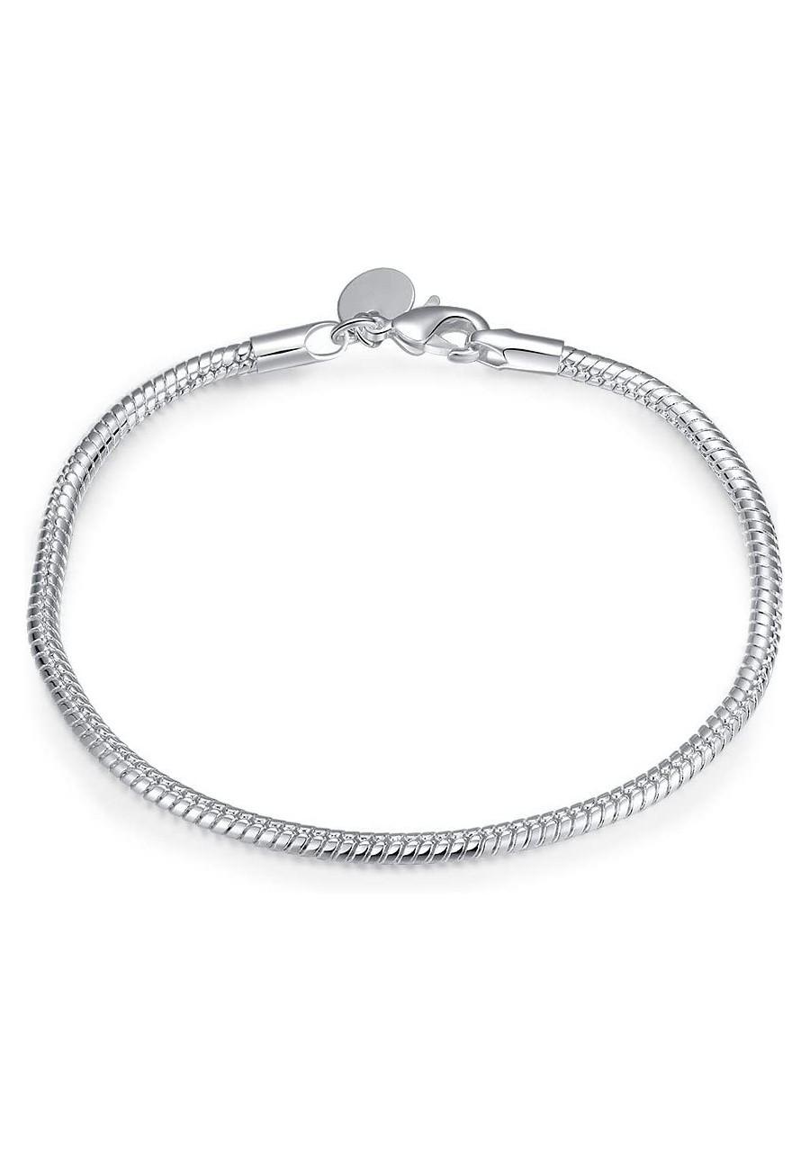 3MM 925 Sterling Silver Snake Chains Bracelet fit European Beads $14.12 Link