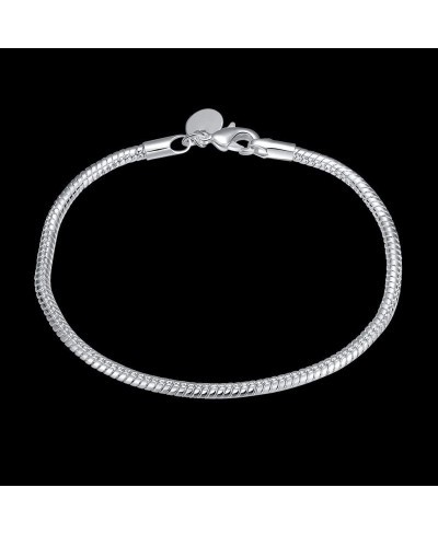 3MM 925 Sterling Silver Snake Chains Bracelet fit European Beads $14.12 Link