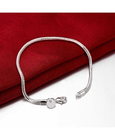 3MM 925 Sterling Silver Snake Chains Bracelet fit European Beads $14.12 Link