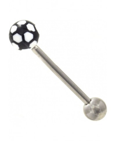 Sporty Black & White Soccer Ball Tongue Ring Barbell 14g 5/8 $8.59 Piercing Jewelry