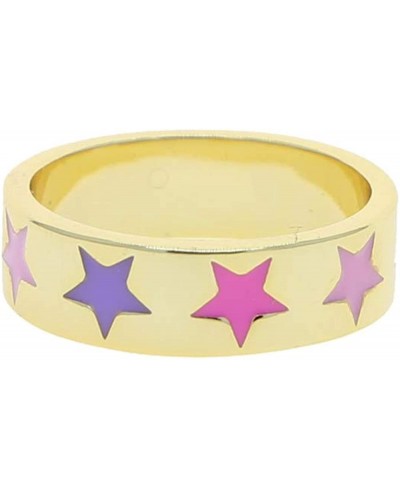 2023 Rainbow Colorful Enamel Heart Smile Star Flower Charm Gold Color Eternity Band Ring for Women $7.90 Bands