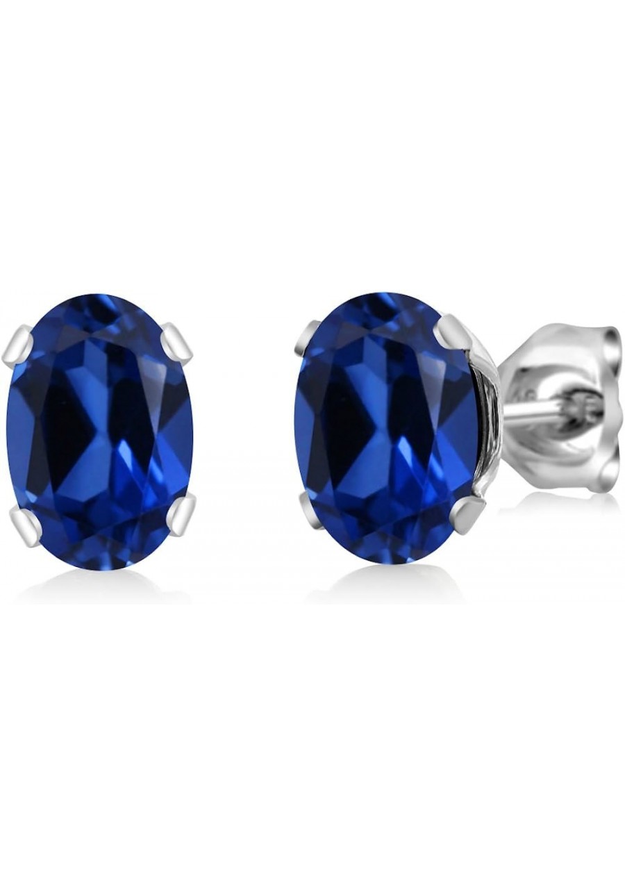 2.06 Ct Oval 7x5mm Blue Created Sapphire 925 Sterling Silver Stud Earrings $37.26 Stud