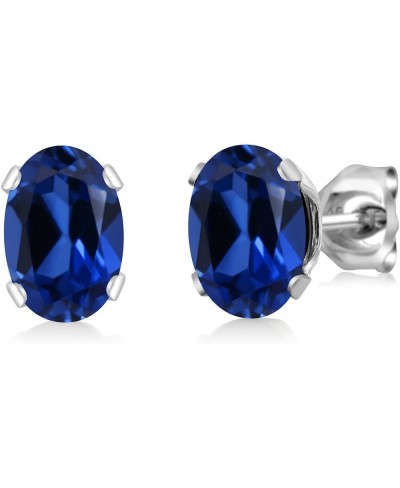 2.06 Ct Oval 7x5mm Blue Created Sapphire 925 Sterling Silver Stud Earrings $37.26 Stud