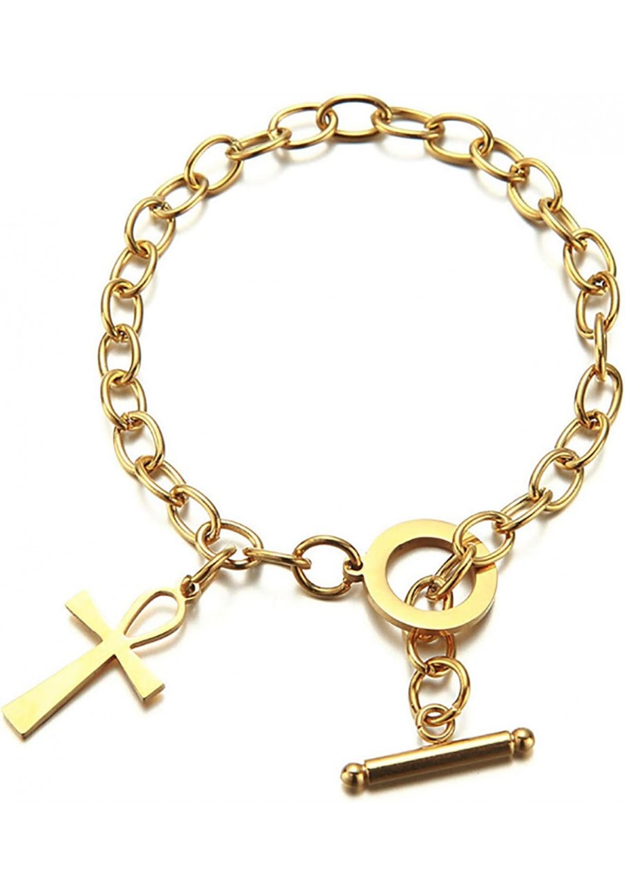 Ankh Cross Stainless Steel Egyptian Ankh Cross Protection Amulet Bracelet for Women or Men Egyptian Jewelry Ankh Bracelet Anu...