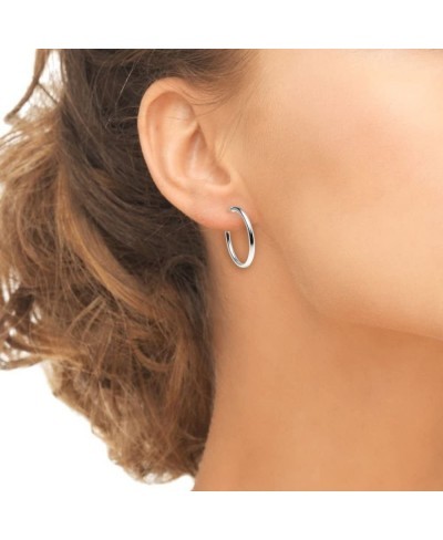 5 Pair Set Sterling Silver 3mm Polished Round Hoop Earrings 30mm 35mm 40mm 45mm 50mm $46.44 Hoop