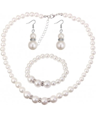 Earrings for Women 3Pairs Fashion Faux Pearl Semicircle Ear Studs Hoop Earrings Jewelry Gift - 8974 $8.05 Jewelry Sets