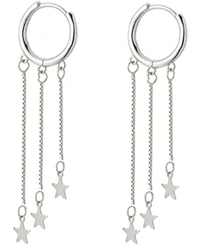 925 Sterling Silver Star Hoop Earrings for Women Teen Girls Star Dangle Earrings Hoop Tassel $15.59 Hoop