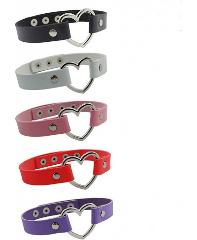 PU Leather Goth O ring and Love Heart Collar Chain for Women Girl (5 Set L Multied 5) $8.65 Chokers