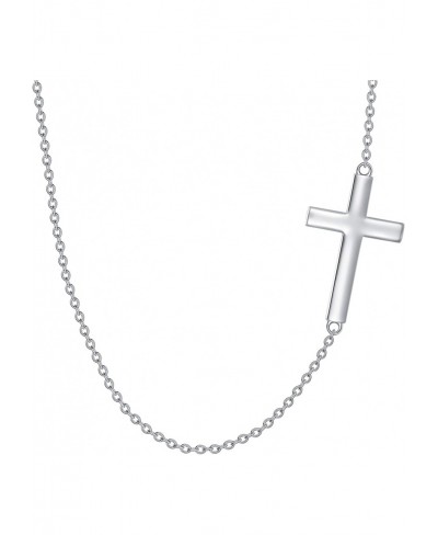 Sideways Cross Necklace Sterling Silver Choker Necklace Simple Fashion Jewelry Gifts for Women Girls $15.28 Chokers