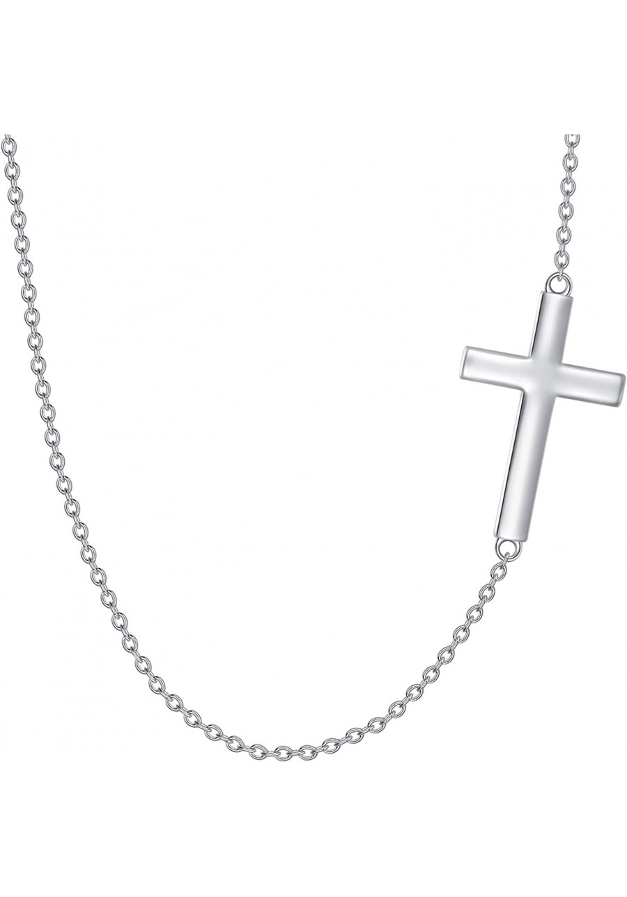 Sideways Cross Necklace Sterling Silver Choker Necklace Simple Fashion Jewelry Gifts for Women Girls $15.28 Chokers